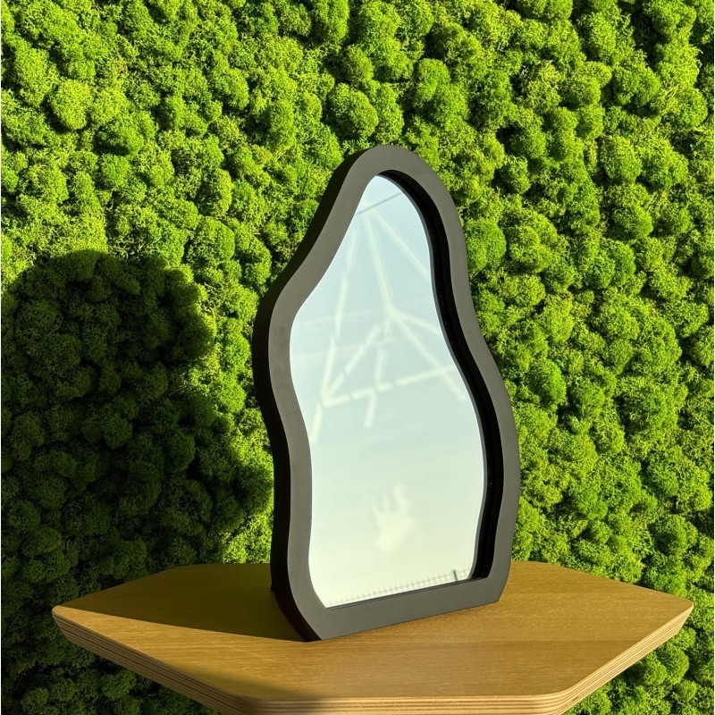 Kozmetičko ogledalo u crnom MDF okviru - STONE PETITE