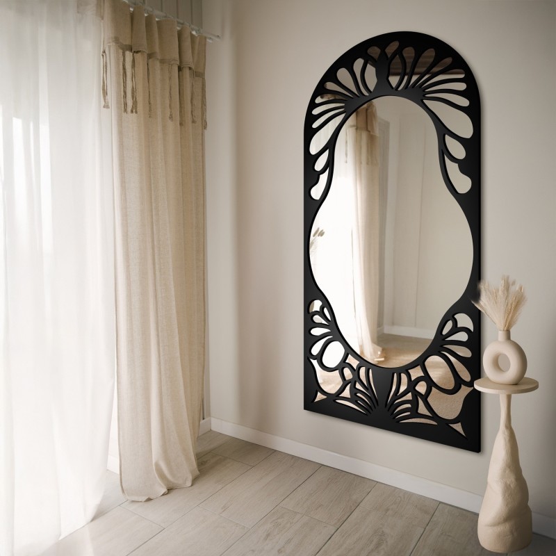 Poluovalno ogledalo s ažurnim MDF dekorom – VERONELLE FIORE 90X200