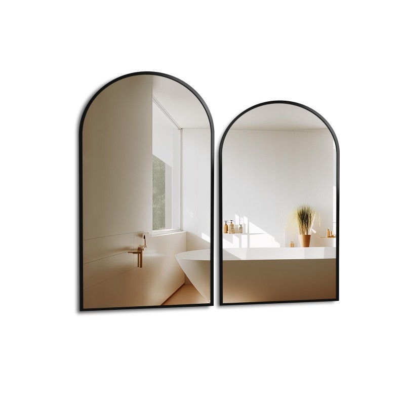 Set od dva poluovalna ogledala u crnom MDF slim okviru - DOMI II SET U OKVIRU
