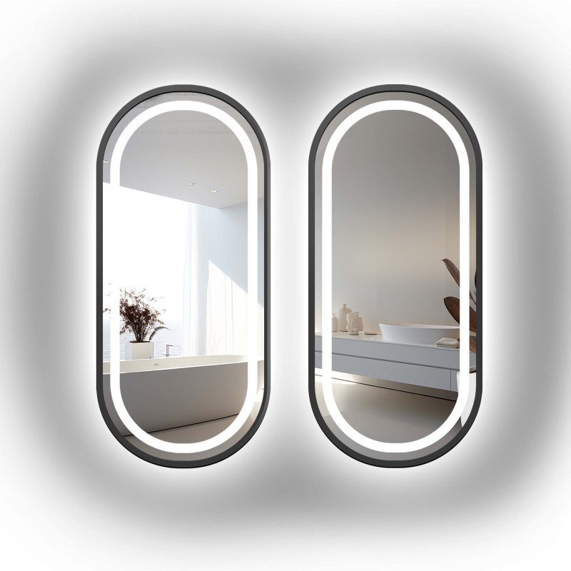 Set ovalnih ogledala u MDF okviru s pozadinskim osvjetljenjem - OSKAR SET U LED OKVIRU III