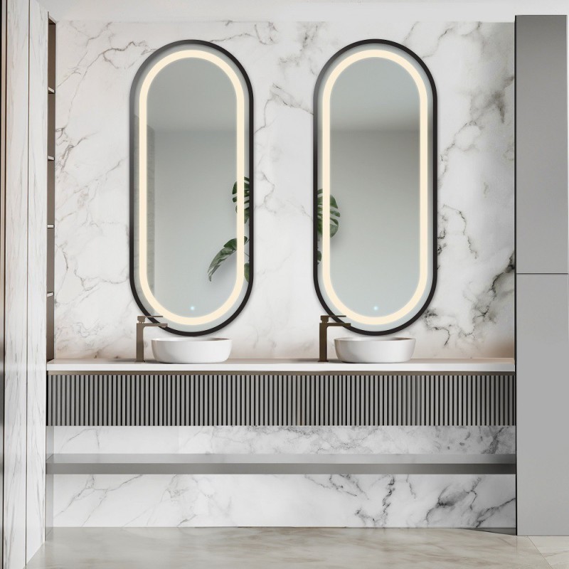 Set ovalnih ogledala u MDF okviru s pozadinskim osvjetljenjem - OSKAR SET U LED OKVIRU III
