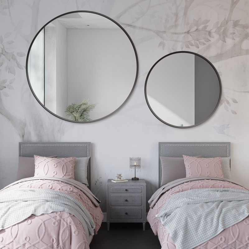 Set okruglih ogledala u crnom MDF SLIM okviru - OTYLIA SET - boja okvira po izboru
