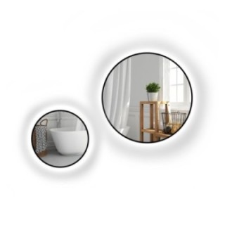 Set okruglih ogledala u crnom MDF SLIM okviru s pozadinskim osvjetljenjem - OTYLIA LED SET - boja okvira po izboru