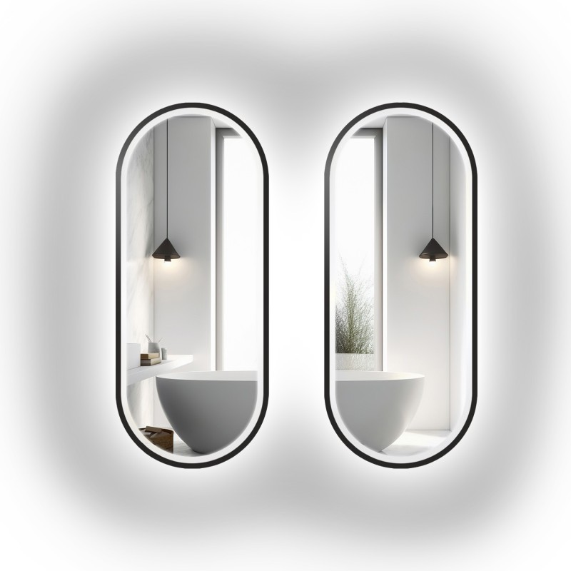 Set ovalnih ogledala u MDF okviru s pozadinskim osvjetljenjem - OSKAR LED SET II