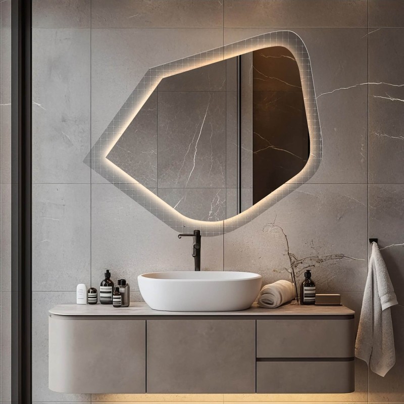 Ogledalo na ornamentalnom staklu Master Flex s pozadinskim osvjetljenjem - LUXORA PRISTAL LED