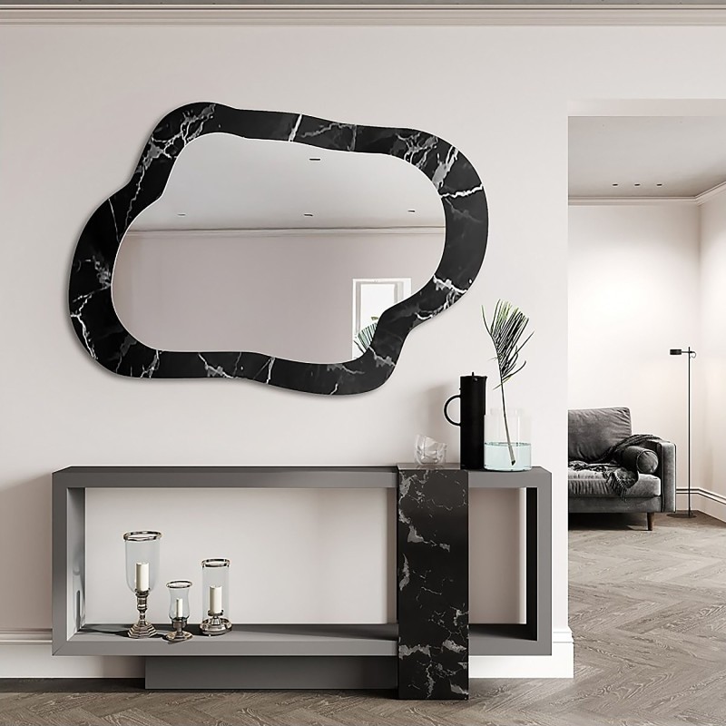 Nepravilno ogledalo na crno-srebrnom mramoru – MARBLE GRISO