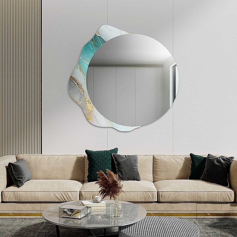 Okruglo ogledalo na nepravilnom zelenom mramoru – MARBLE FERRO