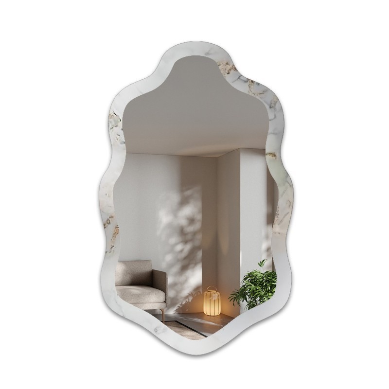 Nepravilno ogledalo na bijelo-zlatnom mramoru – MARBLE CALANTHE