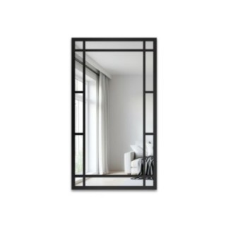 Loft ogledalo u obliku prozora u crnom MDF okviru - SET