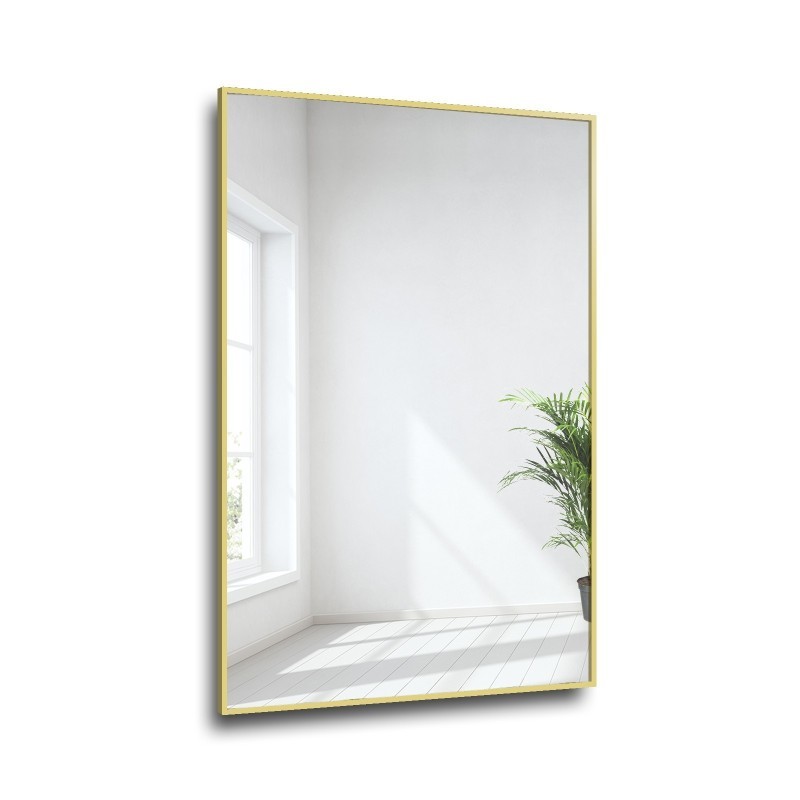 Pravokutno ogledalo u minimalističkom zlatnom okviru 1201