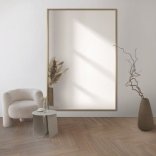 Pravokutno ogledalo u minimalističkom zlatnom okviru 1201