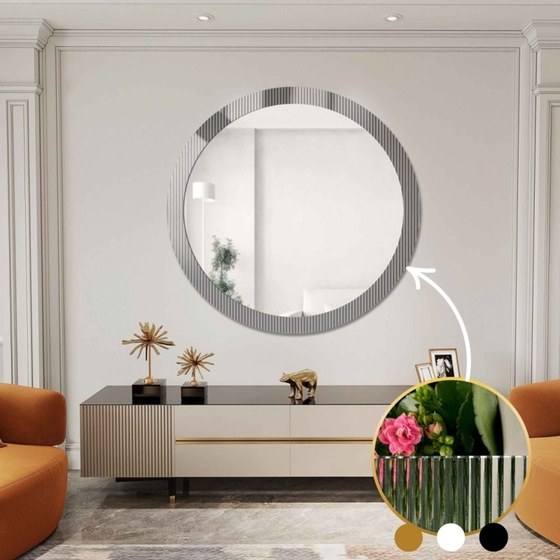 Dekorativno okruglo ogledalo na ornamentalnom staklu Visiosun Classic - LUXORA GLIMMER