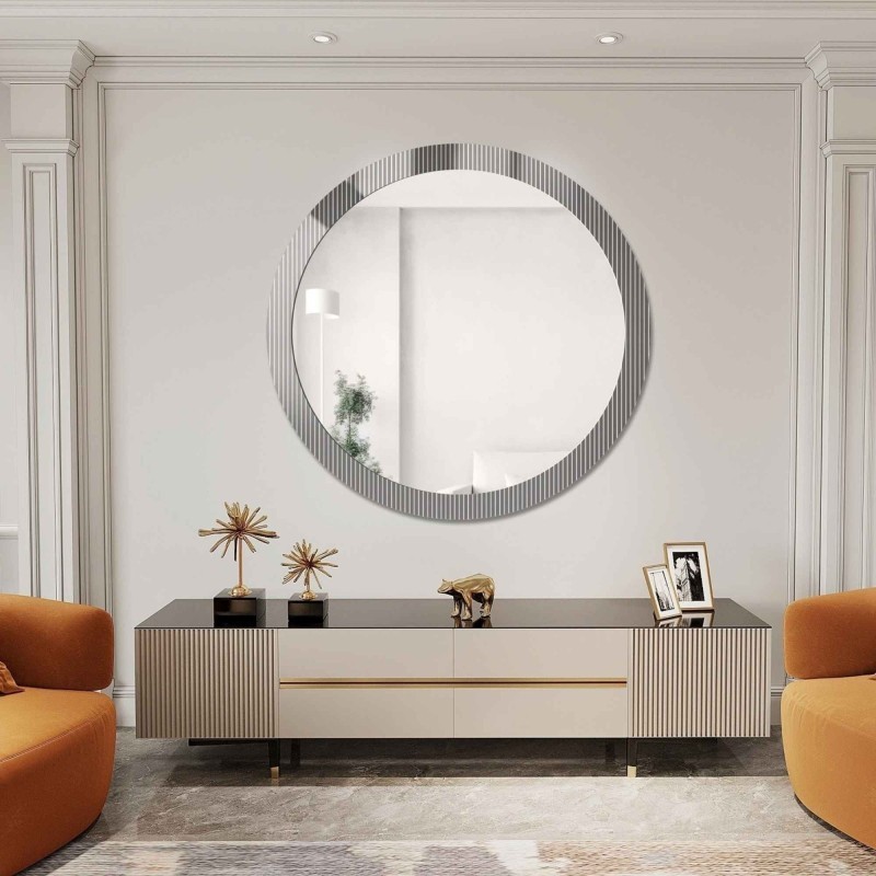 Dekorativno okruglo ogledalo na ornamentalnom staklu Visiosun Classic - LUXORA GLIMMER