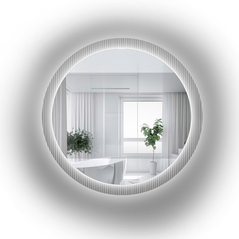 Okruglo ogledalo na ornamentalnom staklu Visiosun Classic s pozadinskim osvjetljenjem - LUXORA GLIMMER LED