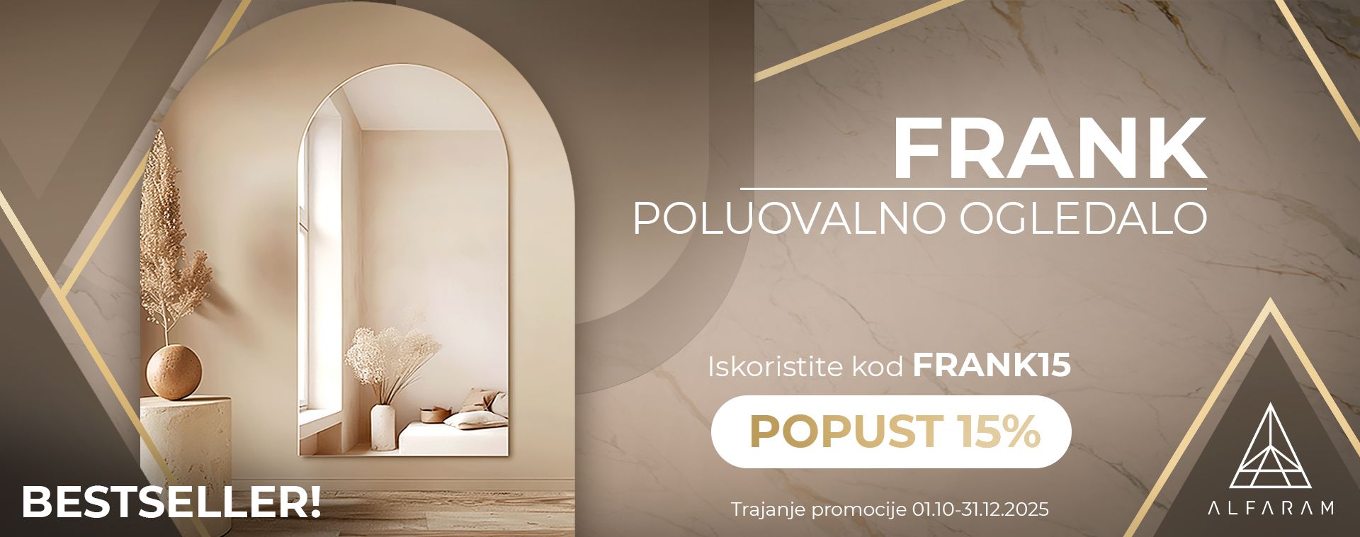 Bestseller akcija -15% na ogledalo FRANK